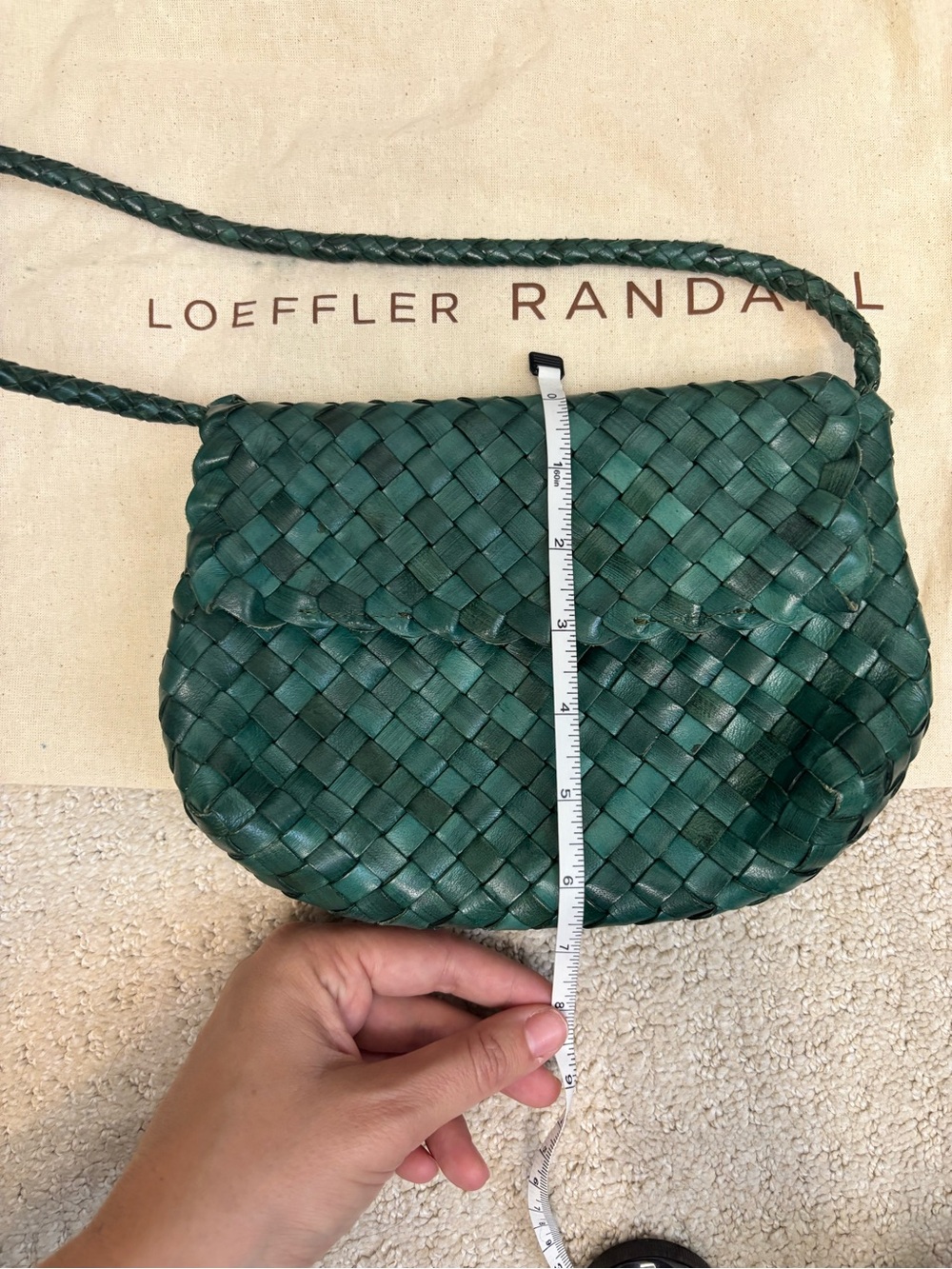 Loeffler Randall Green Woven Leather Shoulder Bag - Picture 4 of 5